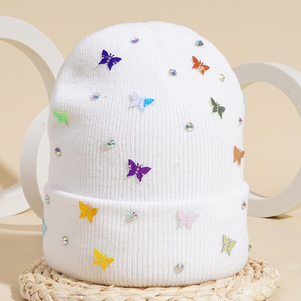 

Butterfly Decor Beanie, White