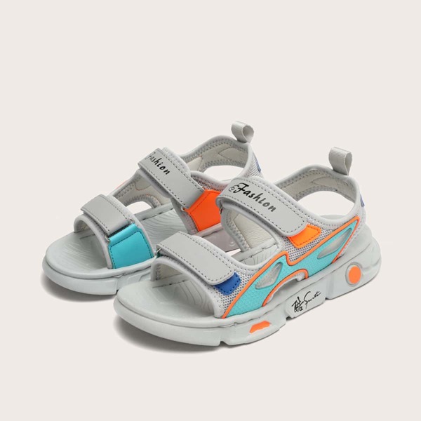 

Boys Letter Graphic Sport Sandals, Grey
