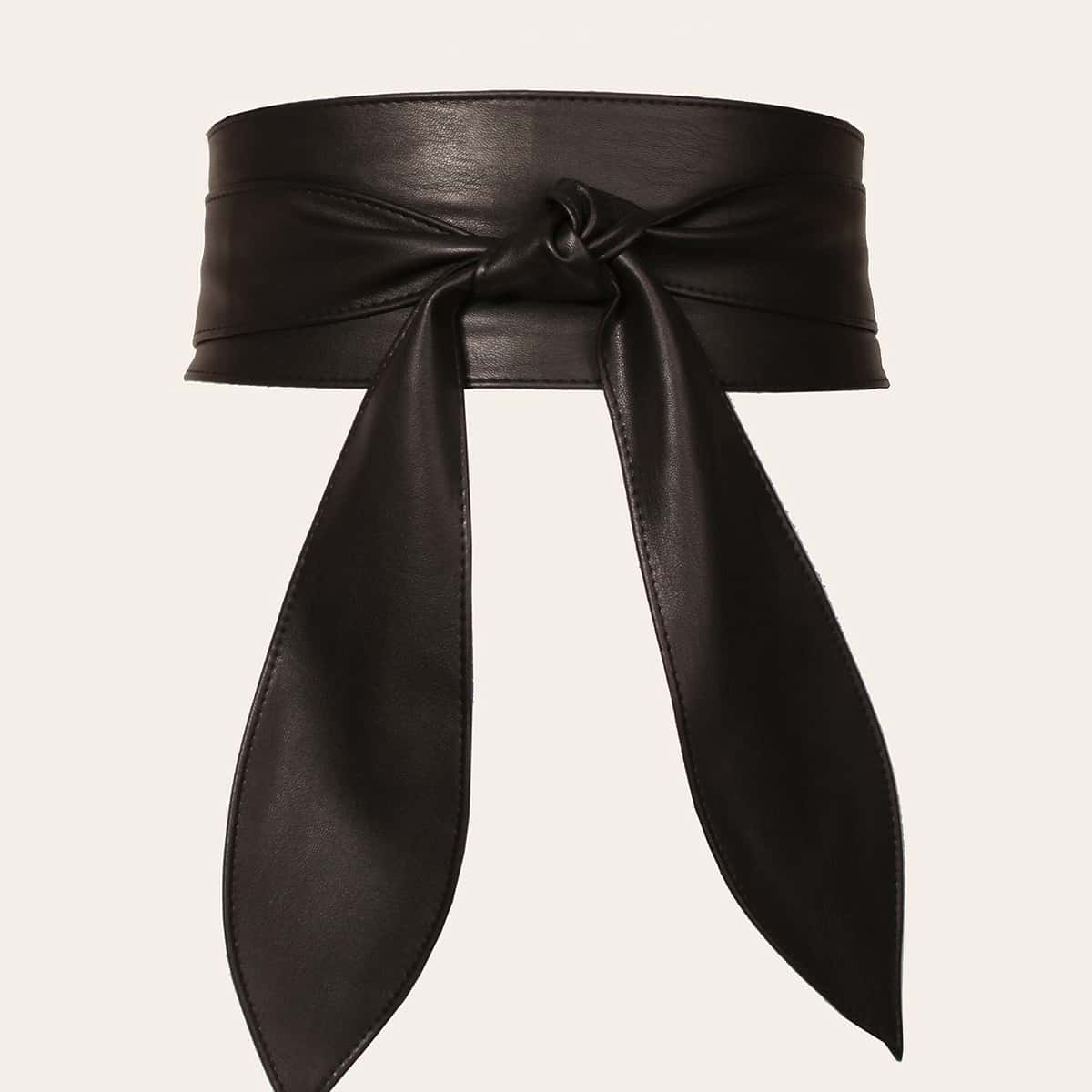 

Bow Decor Wide Belt, Black