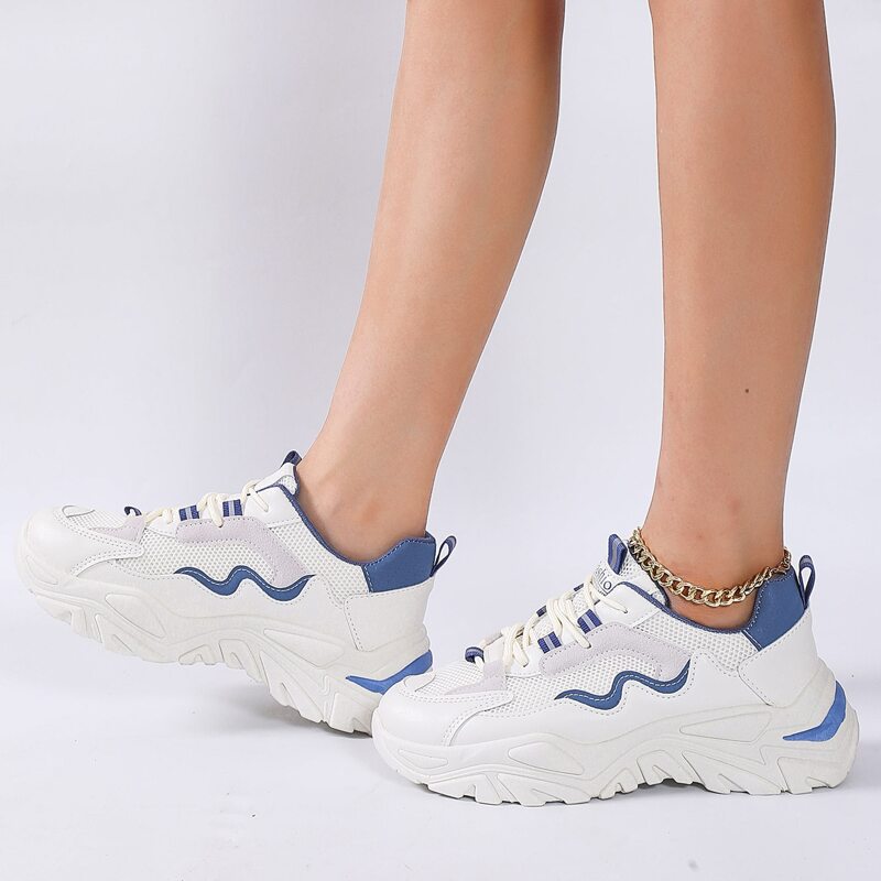 

Lace-up Front Mesh Panel Sneakers, Blue