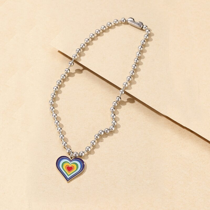 

Heart Pendant Necklace, Silver