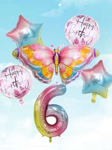 6入組蝴蝶生日氣球套裝