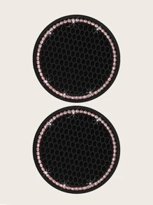 2入組水鑽裝飾汽車杯墊