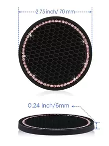 2入組水鑽裝飾汽車杯墊