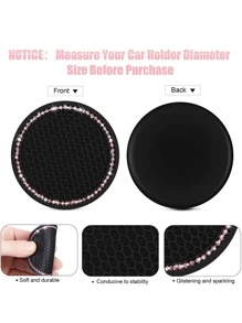 2入組水鑽裝飾汽車杯墊