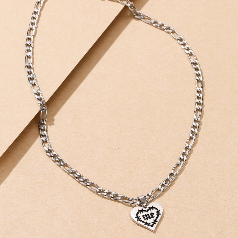 

Heart Pendant Necklace, Silver