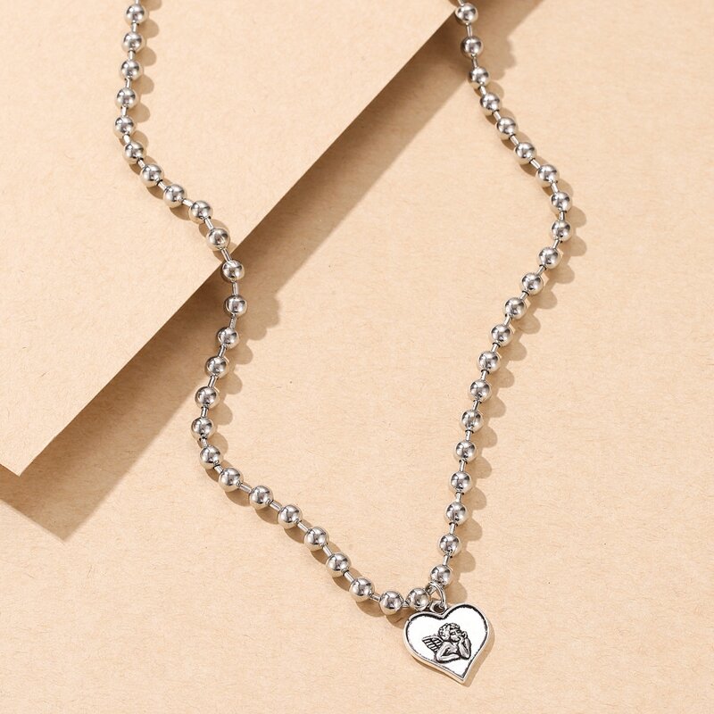 

Heart Pendant Necklace, Silver