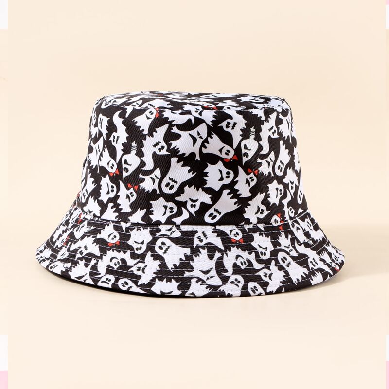 

Ghost Pattern Bucket Hat, Black and white