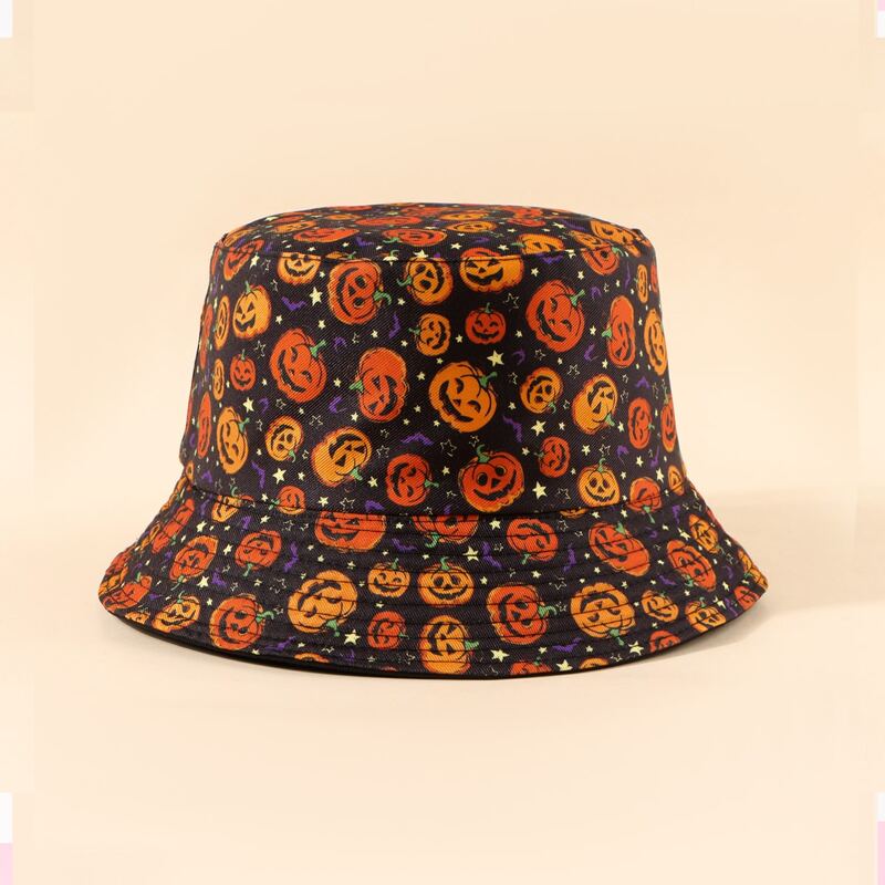 

Halloween Pumpkin Print Bucket Hat, Black