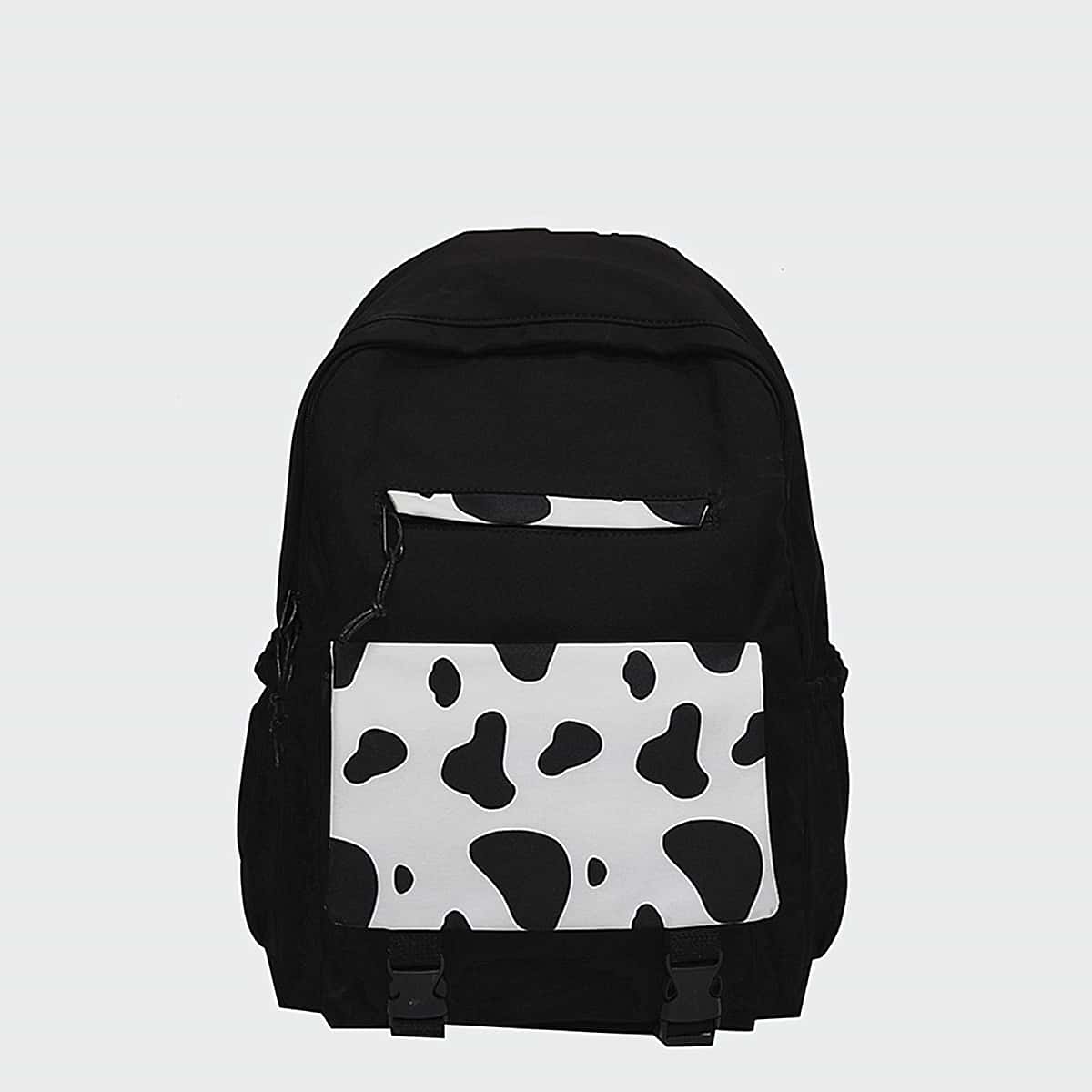

Cow Print Backpack, Black and white