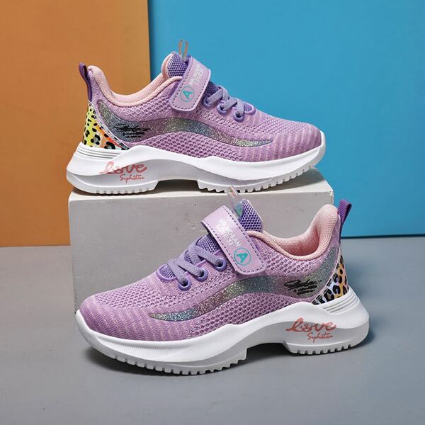

Girls Knit Detail Lace-up Front Running Shoes, Multicolor