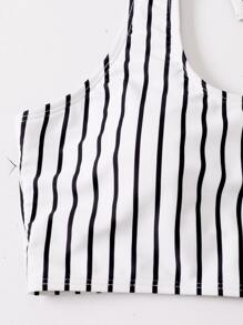SHEIN Swim Summer Beach Striped Knot High Waisted Bikini - Multicolor - View 3