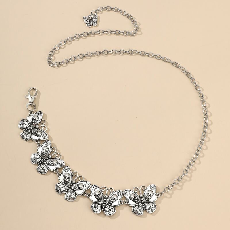 

Butterfly Decor Chain Belt, Silver