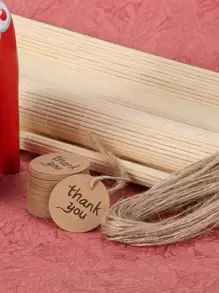 50pcs Slogan Graphic Gift Tag With Hemp String - Khaki - View 6