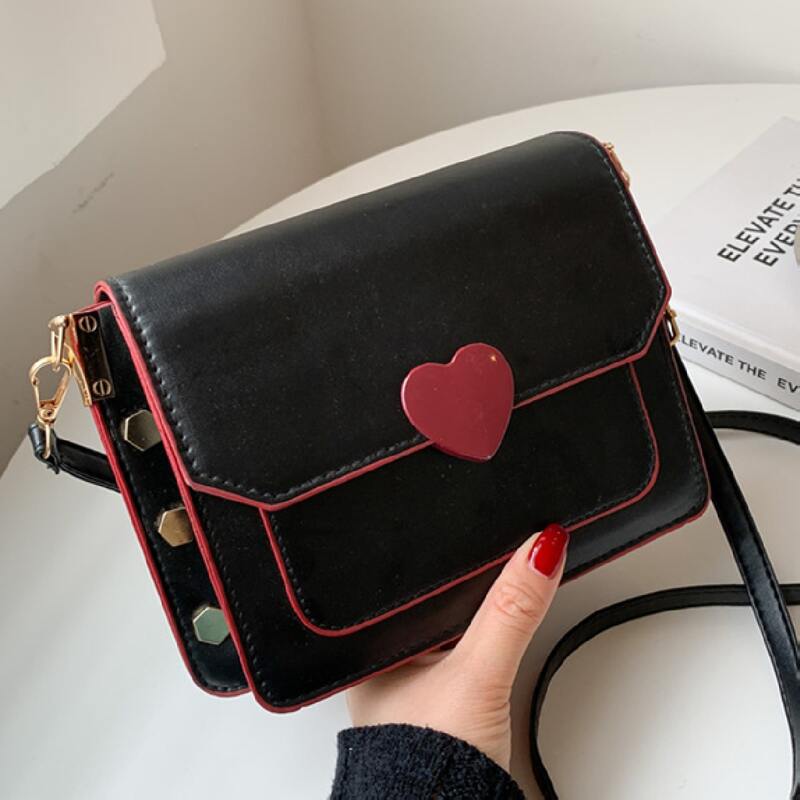 

Metal Decor Flap Crossbody Bag, Black