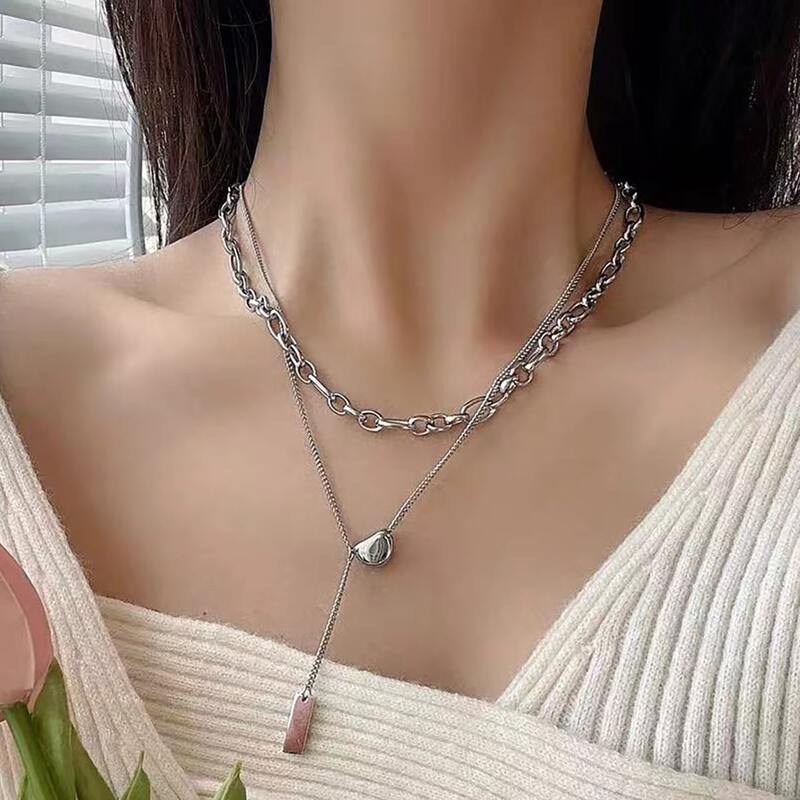 

Minimalist Layered Necklace, Silver