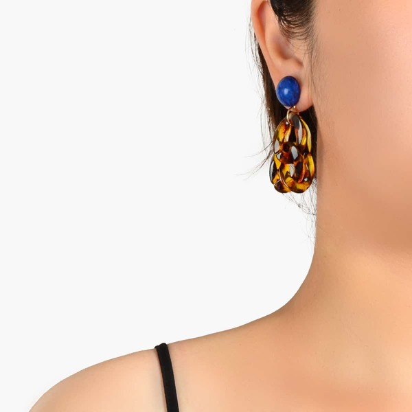 

Серьги-подвески из смолы с цепочкой, Многоцветный