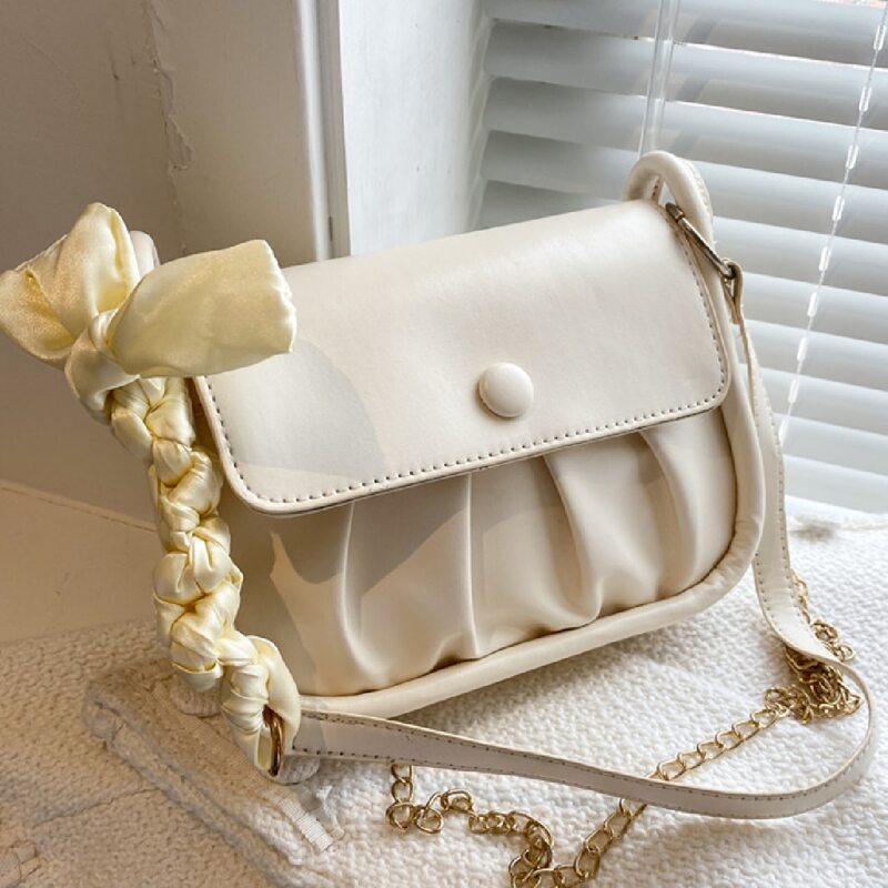 

Ruched Design Crossbody Bag, Beige