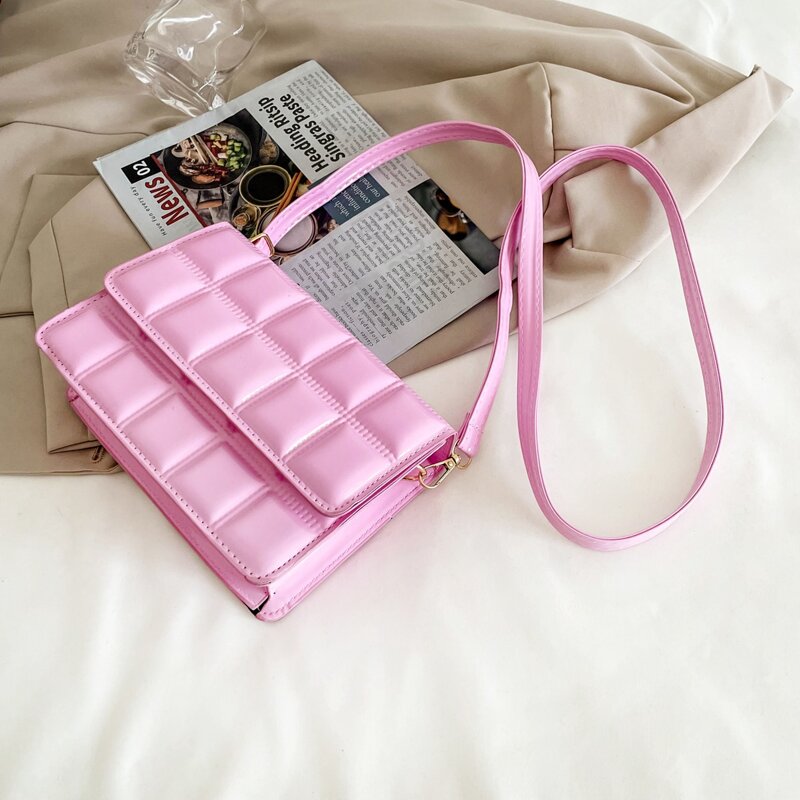 

Quilted Flap Crossbody Bag, Pink