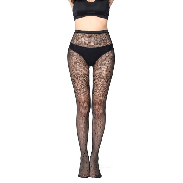 

Polka Dot Fishnet Tights, Black