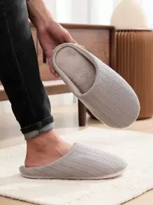 Dép đi trong phòng ngủ dệt kim tối giản dành cho nam - Xám - Xem 1