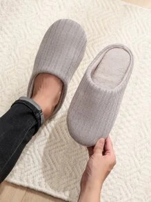 Dép đi trong phòng ngủ dệt kim tối giản dành cho nam - Xám - Xem 3