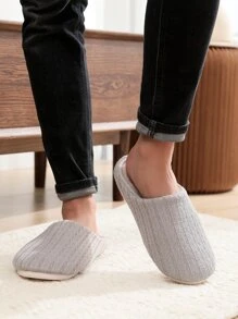 Dép đi trong phòng ngủ dệt kim tối giản dành cho nam - Xám - Xem 4