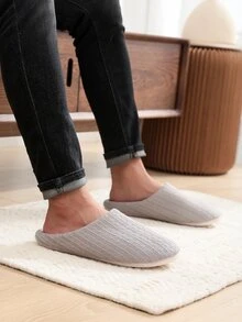 Dép đi trong phòng ngủ dệt kim tối giản dành cho nam - Xám - Xem 6