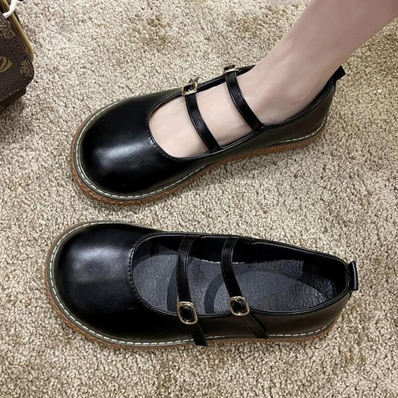 

Double Buckle Strap Mary Janes, Black