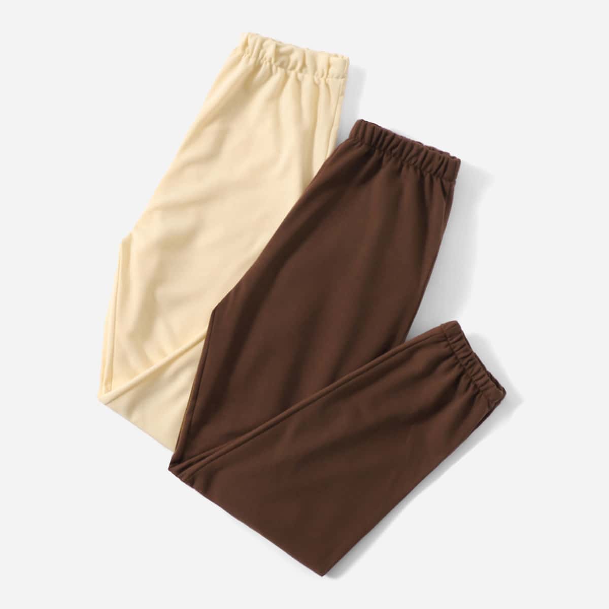 

2pcs Solid Sweatpants, Multicolor