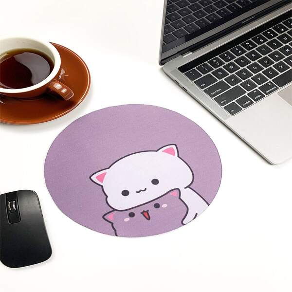 

Cartoon Graphic Round Mouse Pad, Mauve purple