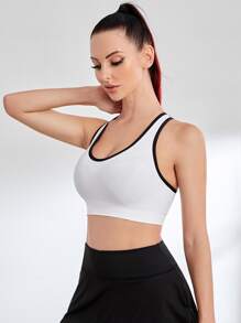 Áo lót thể thao Nữ Cắt ra Tương phản ràng buộc - trắng - Xem 4