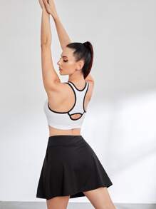 Áo lót thể thao Nữ Cắt ra Tương phản ràng buộc - trắng - Xem 5