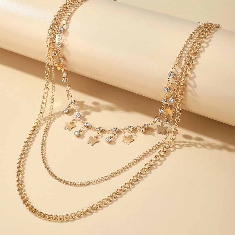 

1pc Butterfly Layered Necklace, Gold