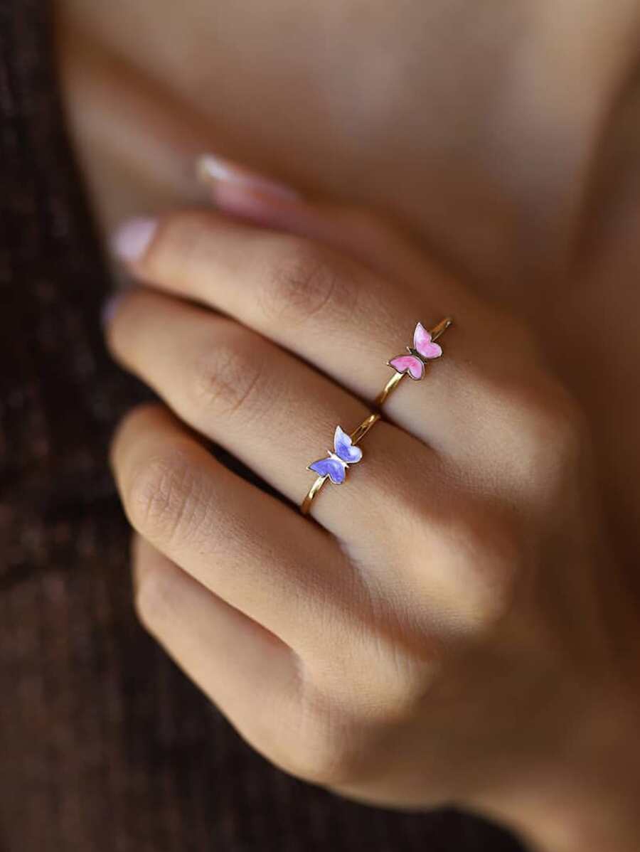 2入組蝴蝶裝飾戒指