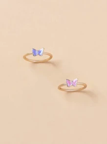 2入組蝴蝶裝飾戒指