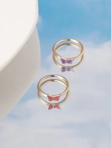 2入組蝴蝶裝飾戒指