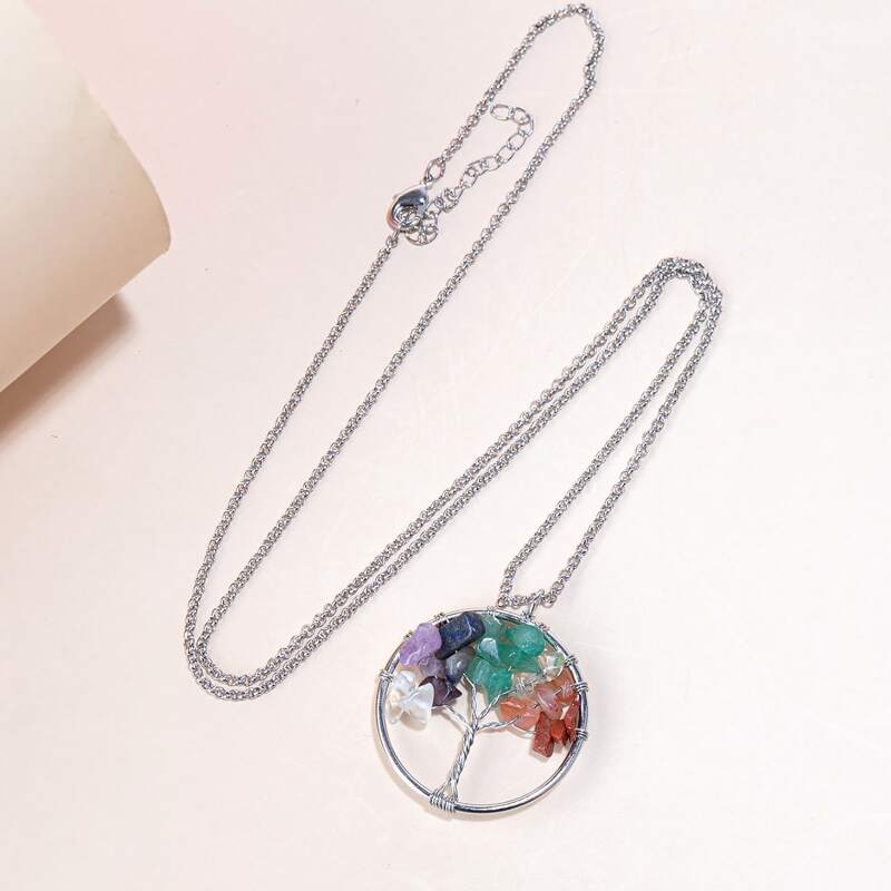 

1pc Tree Pendant Necklace, Silver