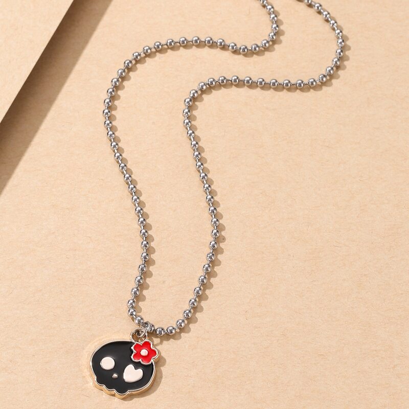 

Skull Pendant Necklace, Black