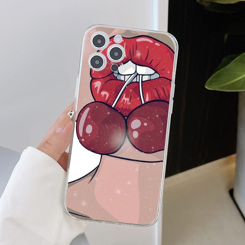 

Cherry With Lip Print Phone Case, Multicolor