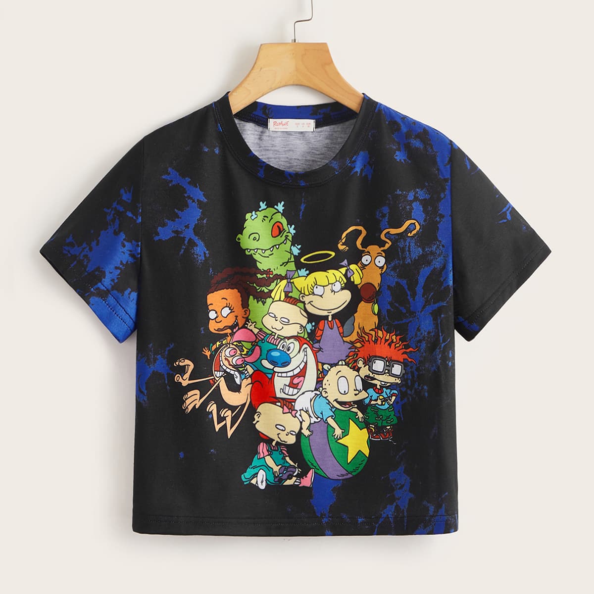 

Tie Dye Cartoon Graphic Tee, Multicolor