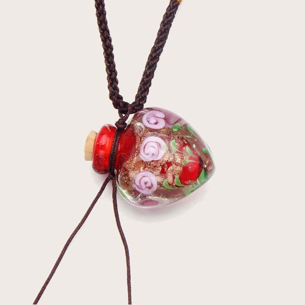 

Glass Bottle Charm Necklace, Multicolor