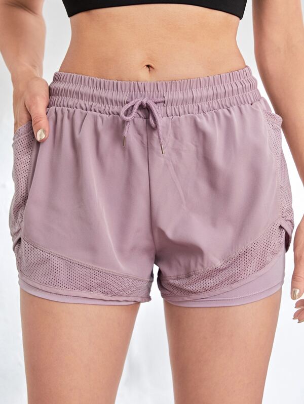 Exploreva Drawstring Waist Sports Shorts With Phone Pocket Drawstring ShortsWomen Sweat Short, Gym Short, Biker Short