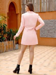 UNIQUE21 西裝領前紐扣西裝連衣裙 - 淺粉色 - 查看 2