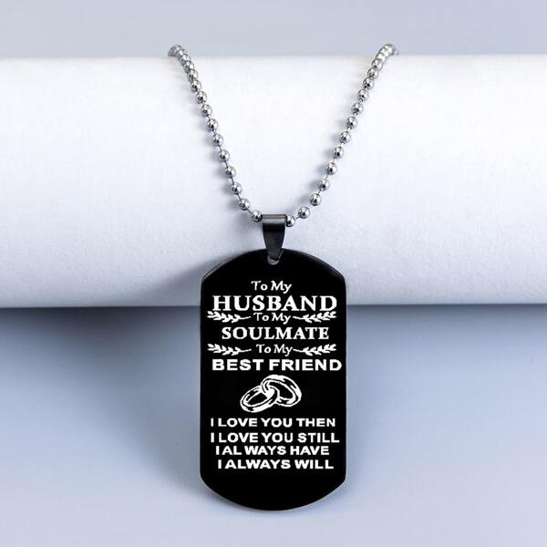 

Men Letter Graphic Charm Necklace, Black