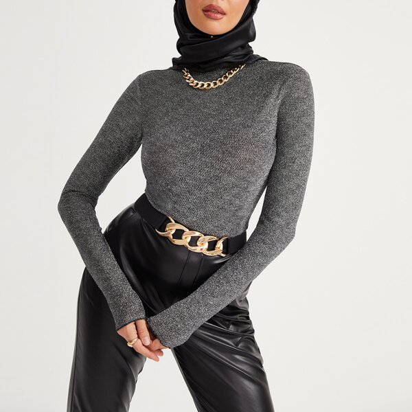 

Mock Neck Slim Fit Tee, Dark grey