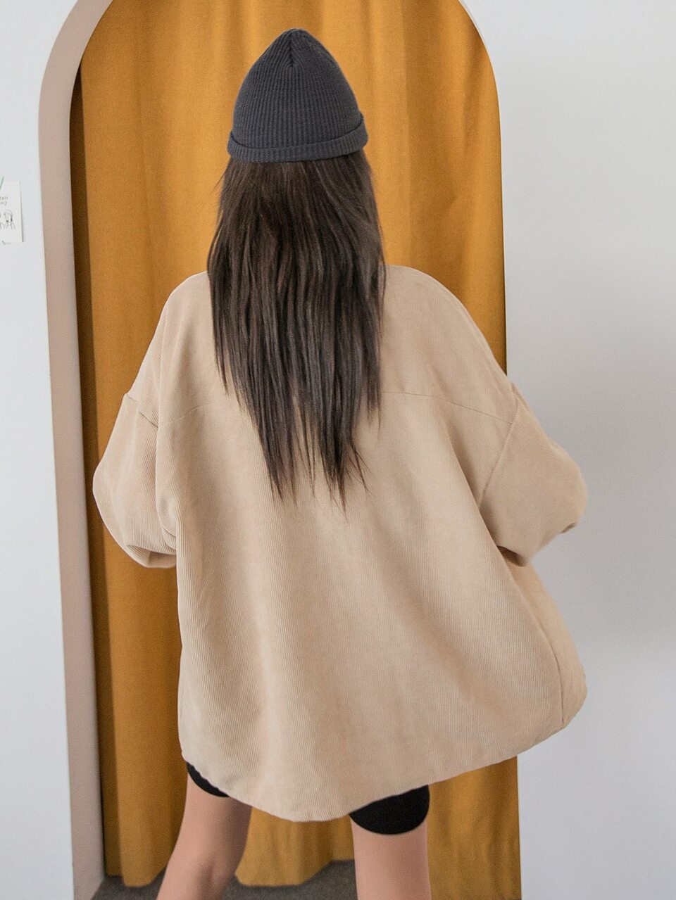 Pocket Patched Drop Shoulder Corduroy Shirt Winter Long Sleeve Top