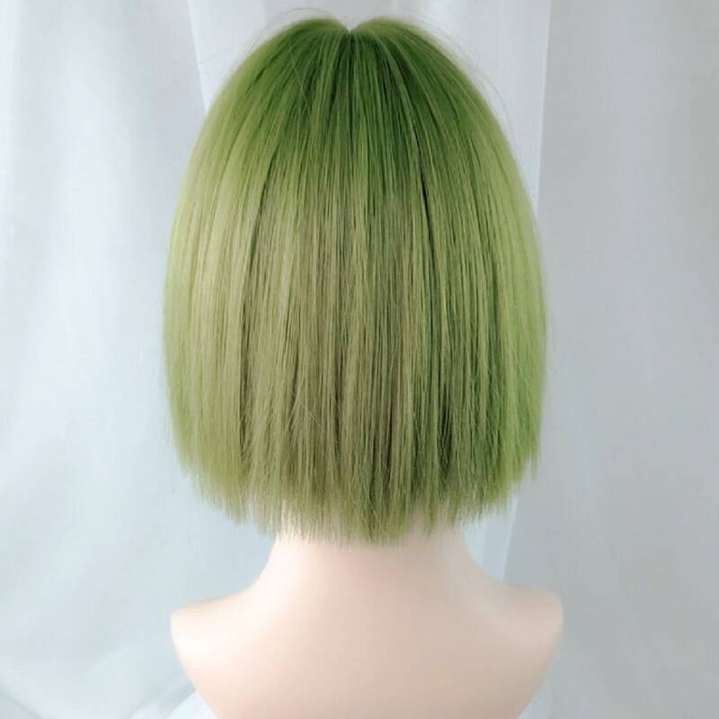 

Short Straight Wig With Bangs, Army green