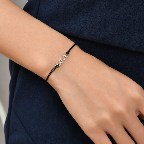 

Rhinestone Letter Decor Bracelet, Black