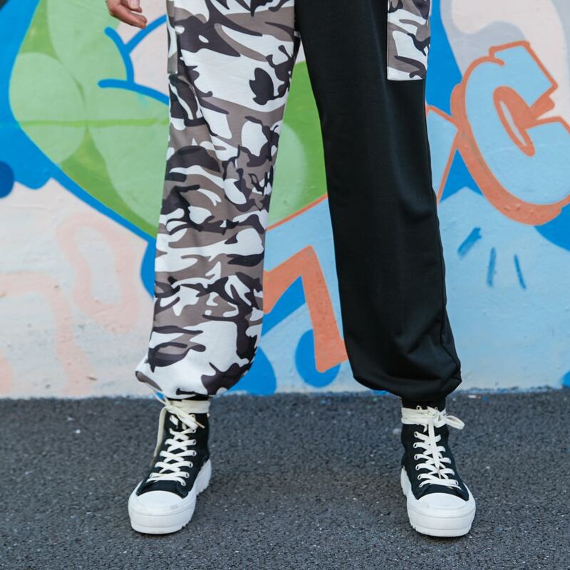 

Contrast Camo Cargo Sweatpants, Multicolor